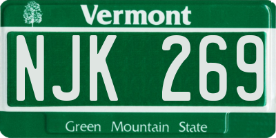 VT license plate NJK269