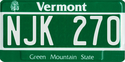 VT license plate NJK270