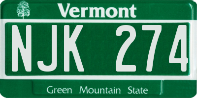 VT license plate NJK274