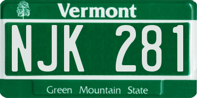 VT license plate NJK281
