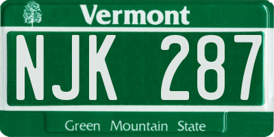 VT license plate NJK287