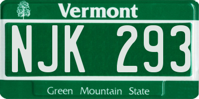 VT license plate NJK293
