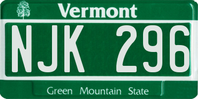 VT license plate NJK296