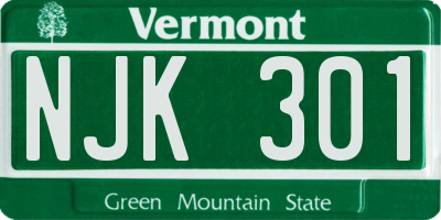 VT license plate NJK301