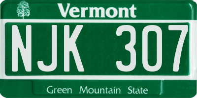 VT license plate NJK307