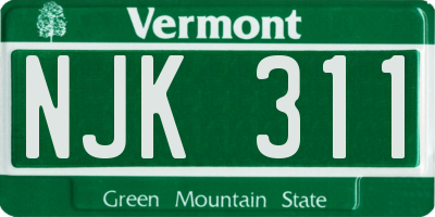 VT license plate NJK311