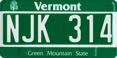 VT license plate NJK314