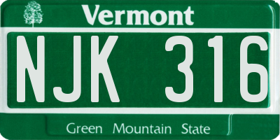 VT license plate NJK316