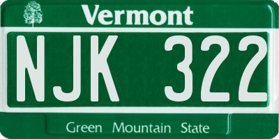 VT license plate NJK322