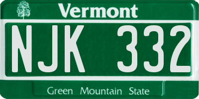 VT license plate NJK332