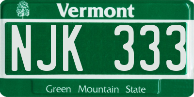 VT license plate NJK333