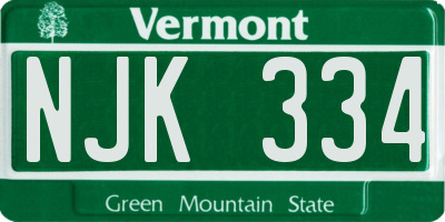 VT license plate NJK334