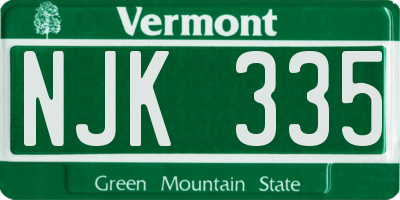 VT license plate NJK335