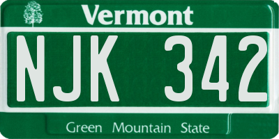 VT license plate NJK342