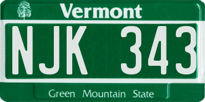 VT license plate NJK343