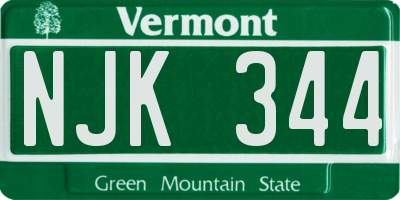VT license plate NJK344