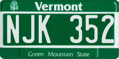 VT license plate NJK352