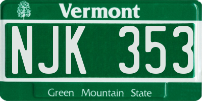 VT license plate NJK353