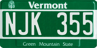 VT license plate NJK355
