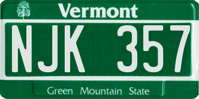 VT license plate NJK357
