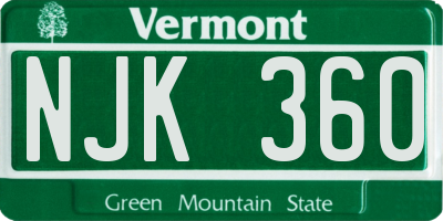 VT license plate NJK360