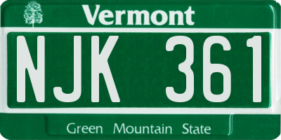 VT license plate NJK361