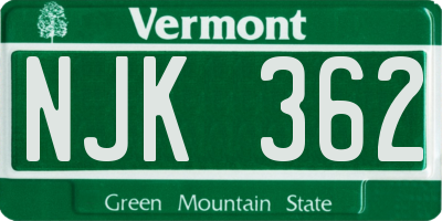 VT license plate NJK362