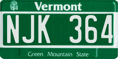 VT license plate NJK364