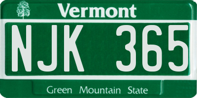 VT license plate NJK365