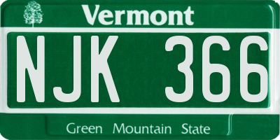 VT license plate NJK366