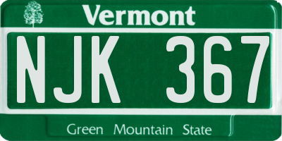 VT license plate NJK367