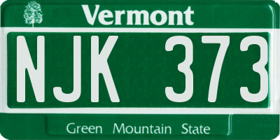 VT license plate NJK373