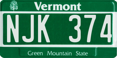 VT license plate NJK374