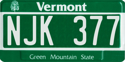 VT license plate NJK377