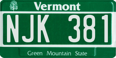 VT license plate NJK381
