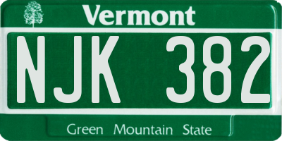 VT license plate NJK382