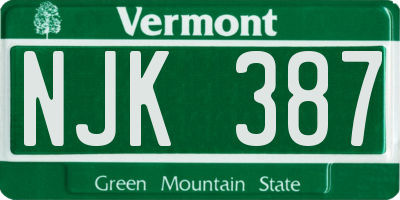 VT license plate NJK387