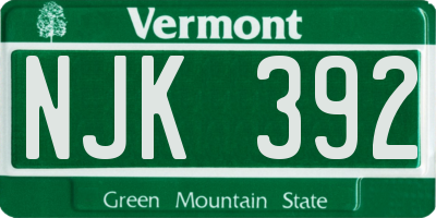 VT license plate NJK392