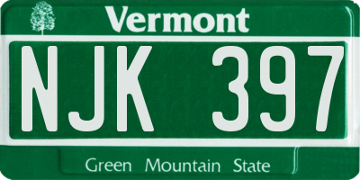 VT license plate NJK397