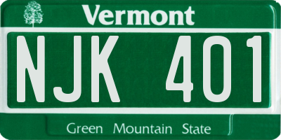 VT license plate NJK401