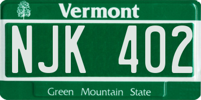 VT license plate NJK402
