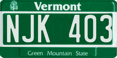 VT license plate NJK403