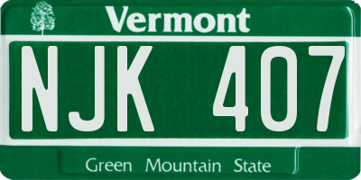 VT license plate NJK407