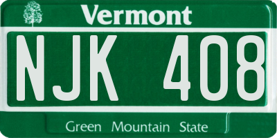 VT license plate NJK408
