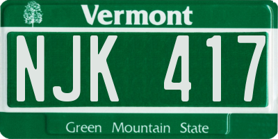 VT license plate NJK417