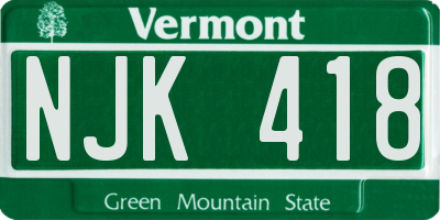 VT license plate NJK418