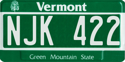 VT license plate NJK422