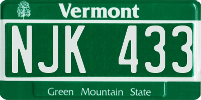 VT license plate NJK433