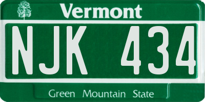 VT license plate NJK434