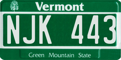 VT license plate NJK443